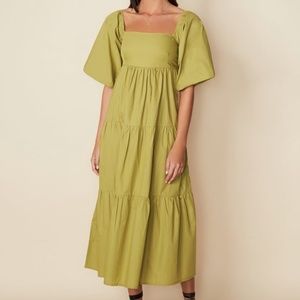Faithfull the Brand Olive Green Midi Dress